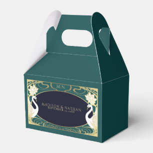 Elegante Art Nouveau zwanen bruiloft Bedankdoosjes