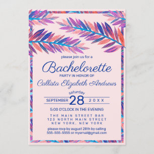 Elegante Artsy Tropical Leaves Acryl Bachelorette Kaart