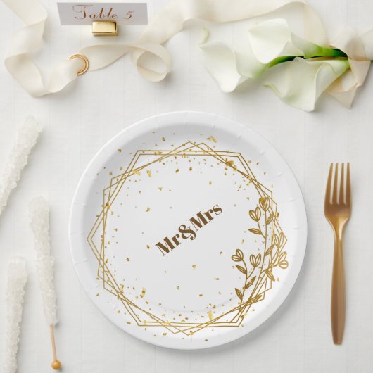 Élégante assiette en or  (Mariage)