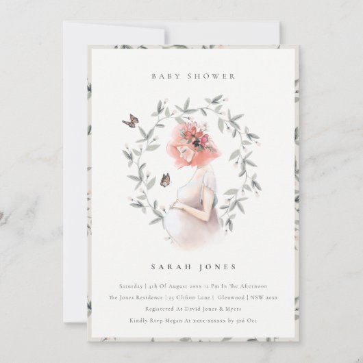 Élégante attenante Invitation de Baby shower de ma (Devant)