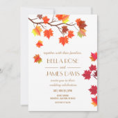 Elégante Automne Bourgogne Invitations de mariage (Devant)