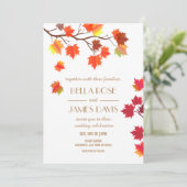 Elégante Automne Bourgogne Invitations de mariage (Debout devant)
