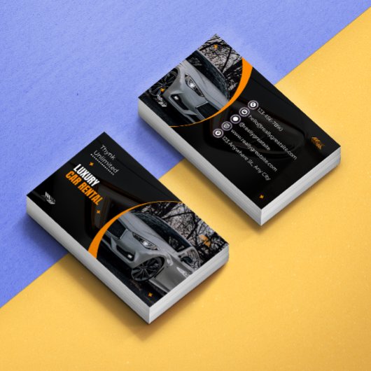 Elegante autoverhuur visitekaartje