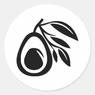 Elegante avocado silhouet in BW Ronde Sticker
