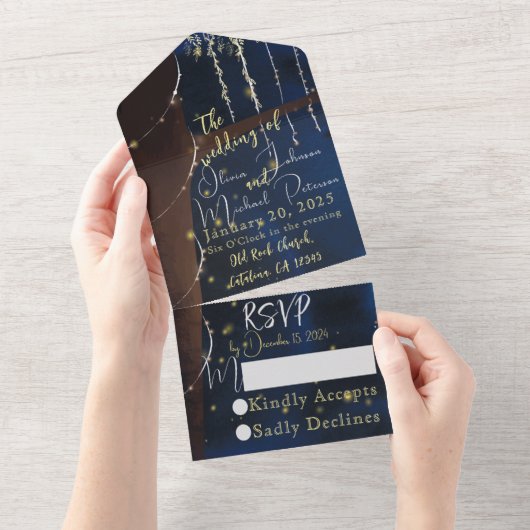 Elegante avond all-in-one bruiloft uitnodigingen (Afscheurbaar)