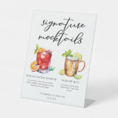 Elegante Avond Bruiloft Mocktails Menu Reclamebord Met Voetstuk (Voorkant)