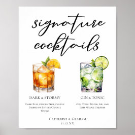 Elegante avond handtekening cocktails bruiloft men poster