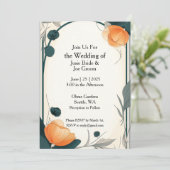 Elegante Aziatische Art Nouveau bruiloft uitnodigi Kaart (Staand voorkant)