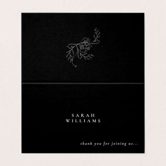 Elegante B/W  bloemnaam dank u Kaart (Buitenkant ongevouwen)
