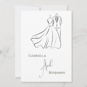 Elegante B & W bruiloft Tux & jurk Formele bruilof Kaart