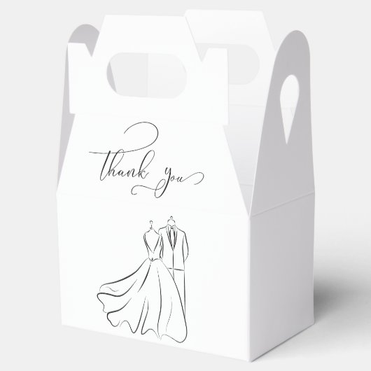 Elegante B&W Tux & Jurk Dank u Bruiloft Bedankdoosjes (Geopend)
