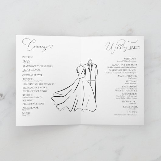 Elegante B&W Tux & Jurk Dank u Bruiloft Programma (Binnen)