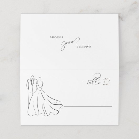 Elegante B&W Tux & Jurk Trouwtafel (Buitenkant ongevouwen)