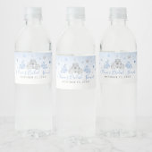 Elegante Baby Blauw en Zilveren Prinses Koets Waterfles Etiket (Flessen)