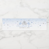 Elegante Baby Blauw en Zilveren Prinses Koets Waterfles Etiket (Enkel label)