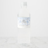 Elegante Baby Blauw en Zilveren Prinses Koets Waterfles Etiket (Voorkant)