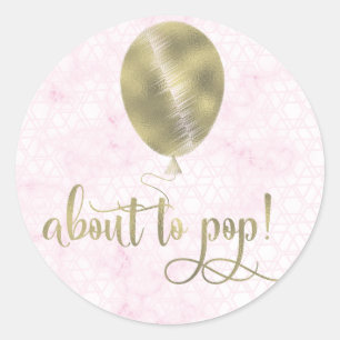 Elegante Baby Borrelcadeau Roze Marmer Ronde Sticker