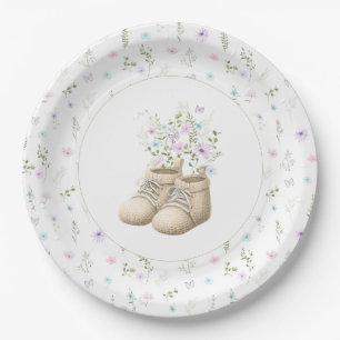 Elegante Baby in Bloom Geslachtsneutrale Baby Show Papieren Bordje