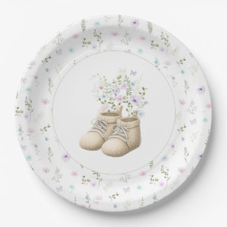 Elegante Baby in Bloom Geslachtsneutrale Baby Show Papieren Bordje