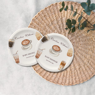 Elegante Baby is het brouwen van koffie baby showe Papieren Bordje