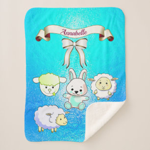 Elegante Baby lammeren Patroon Naam personaliseren Sherpa Deken