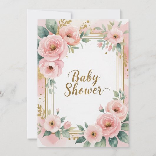 Elegante baby meisje douche kaart (Achterkant)