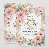 Elegante baby meisje douche kaart (Voorkant / Achterkant)