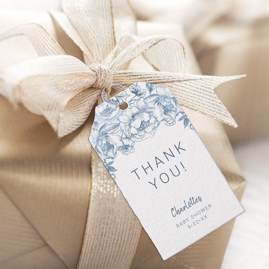 Elegante baby shower bedankingslabels in stoffig b cadeaulabel