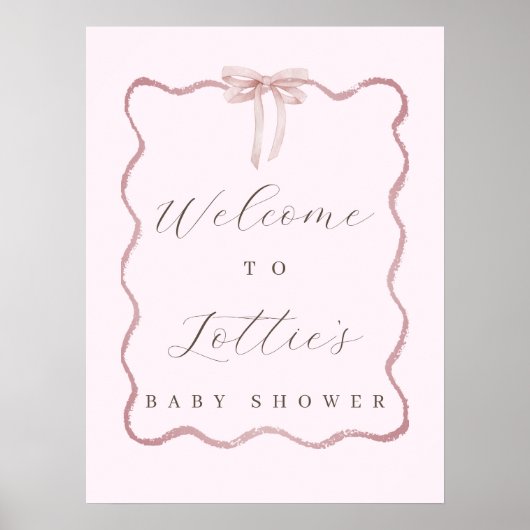 Élégante Baby shower de garçon rose Affiche de bie (Devant)