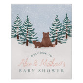 Élégante Baby shower d'ours d'hiver Affiche de bie (Devant)