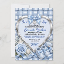 Elegante Baby Shower met Pastelblauwe Strik