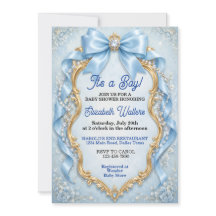 Elegante Baby Shower met Pastelblauwe Strik voor J