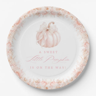 Elegante Baby Shower met Pompoenboogje Papieren Bordje