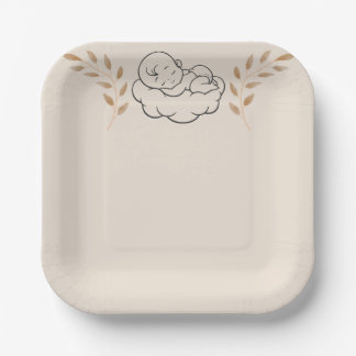 Elegante baby shower uitnodiging moderne boho stij papieren bordje