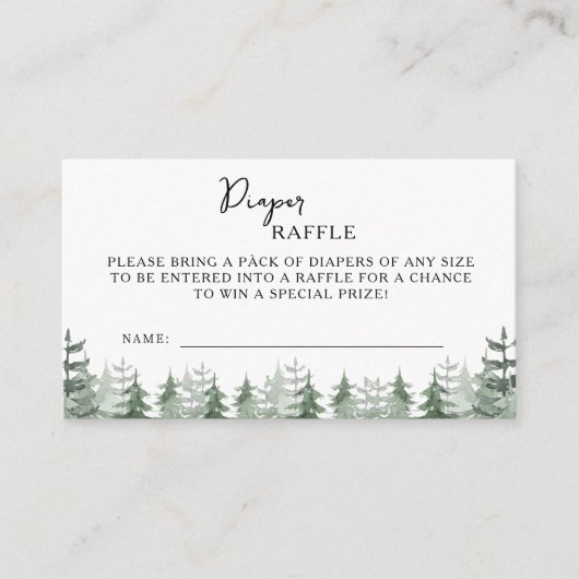 Elegante baby shower waterverf denneboom winter informatiekaartje (Voorkant)