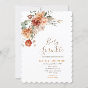 Elegante Baby Sprinkle Terracotta Bloemen Baby Sho Kaart