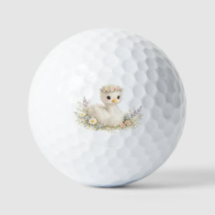 Elegante Baby Zwaan Wilde Bloem Aquarel Briefpapie Golfballen