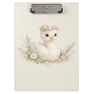 Elegante Baby Zwaan Wilde Bloem Waterverf Briefpap Klembord