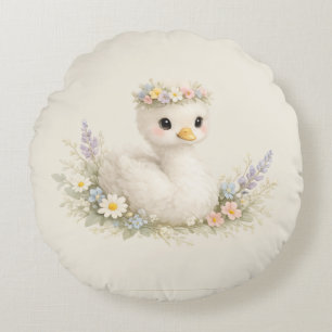 Elegante Baby Zwaan Wilde Bloem Waterverf Briefpap Rond Kussen