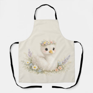 Elegante Baby Zwaan Wilde Bloem Waterverf Briefpap Schort