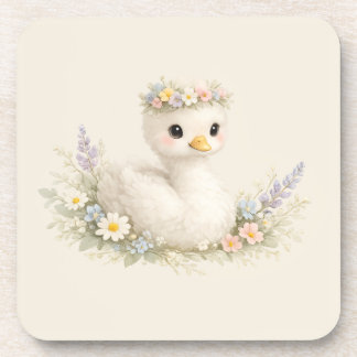 Elegante Baby Zwaan Wildflower Watercolor Briefpap Bier Onderzetter