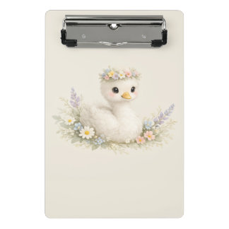 Elegante Baby Zwaan Wildflower Watercolor Briefpap Mini Klembord