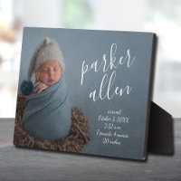 Elegante babyfoto geboorteaankondiging aandenken