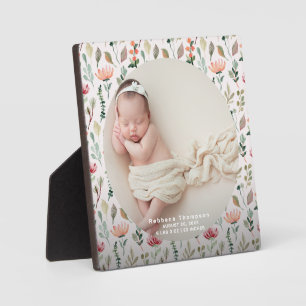 Elegante babyfoto geboorteaankondiging aandenken fotoplaat