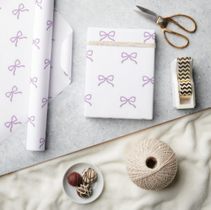 Elegante babymeisjesfeest Preppy paarse strik patr Cadeaupapier