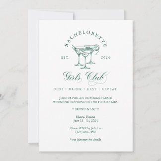 Elegante Bachelorette Girl's Club uitnodiging