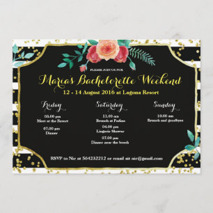 Élégante Bachelorette Party Itinéraire Invitation