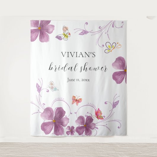 Elegante Baho Hij Geeft Me Vlinders Bruiloft Feest Wandkleed (Voorkant)