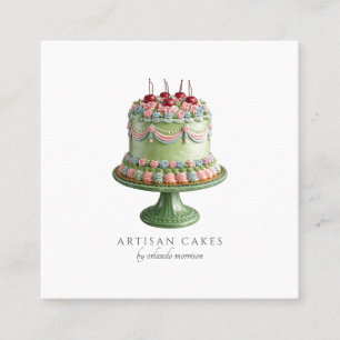 Elegante Bakkerij Cake Vierkante Visitekaartje