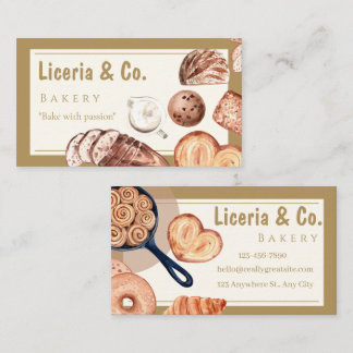 Elegante bakkerij visitekaart - Aangepaste contact Visitekaartje